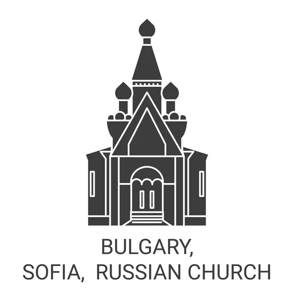 Bulgar Sofya Rus Kilisesi Tarihi Çizelge Çizgisi Çizimleri Ile Seyahat — Stok Vektör