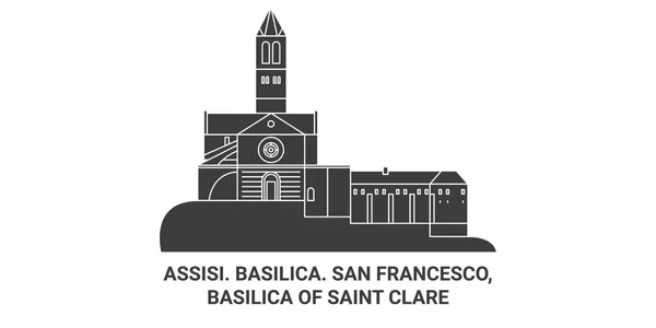 Italia Basílica San Francesco Basílica Santa Clara Recorrido Hito Línea — Archivo Imágenes Vectoriales