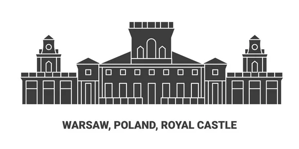 Poland Warsaw Royal Castle Travel Landmark Line Vector Illustration — Stock Vector