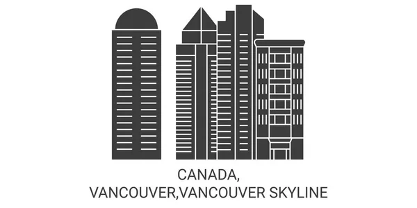 Kanada Vancouver Vancouver Skyline Seyahat Çizgisi Vektör Ilüstrasyonu — Stok Vektör