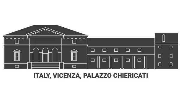 Italien Vicenza Palazzo Chiericati Reise Meilenstein Linienvektorillustration — Stockvektor