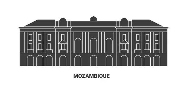 Illustration Vectorielle Ligne Voyage Mozambique — Image vectorielle