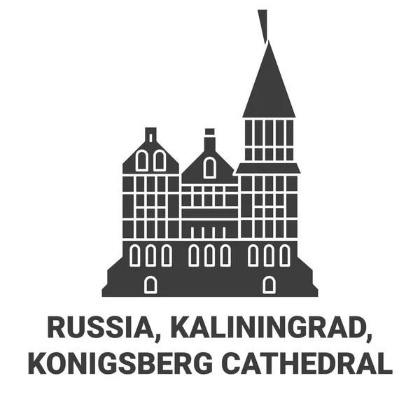 Rusya Kalininingrad Konigsberg Katedrali Seyahat Çizgisi Çizelgesi Çizimi — Stok Vektör