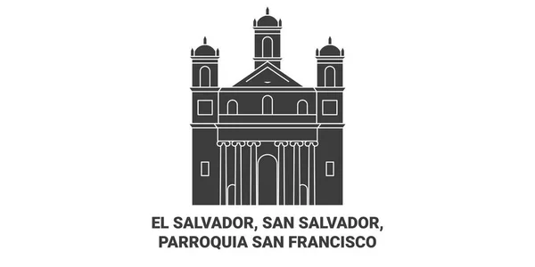 Salvador San Salvador Parroquia San Francisco Recorrido Hito Línea Vector — Vector de stock