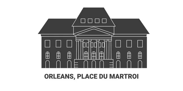 France Orleans Place Martroi Travel Landmark Line Vector Illustration — Stock Vector