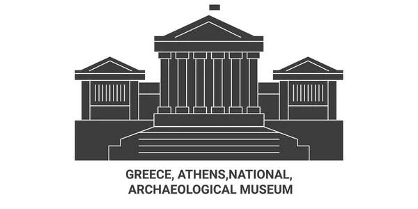 Griechenland Athen National Archäologisches Museum Reise Meilenstein Linienvektorillustration — Stockvektor