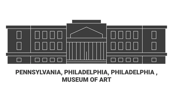 United States Pennsylvania Philadelphia Philadelphia Museum Art Travel Landmark Line — Stock Vector
