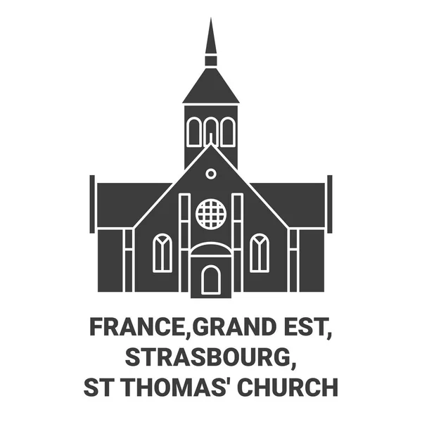 France Grand Est Strasbourg Thomas Church Travel Landmark Line Vector — 스톡 벡터