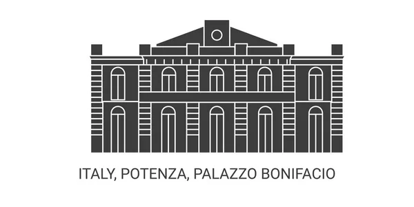 Italia Potenza Palazzo Bonifacio Ilustración Del Vector Línea Referencia Viaje — Vector de stock