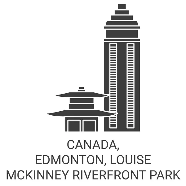 Καναδάς Έντμοντον Louise Mckinney Riverfront Park Ταξιδιωτικό Ορόσημο Γραμμή Διανυσματική — Διανυσματικό Αρχείο