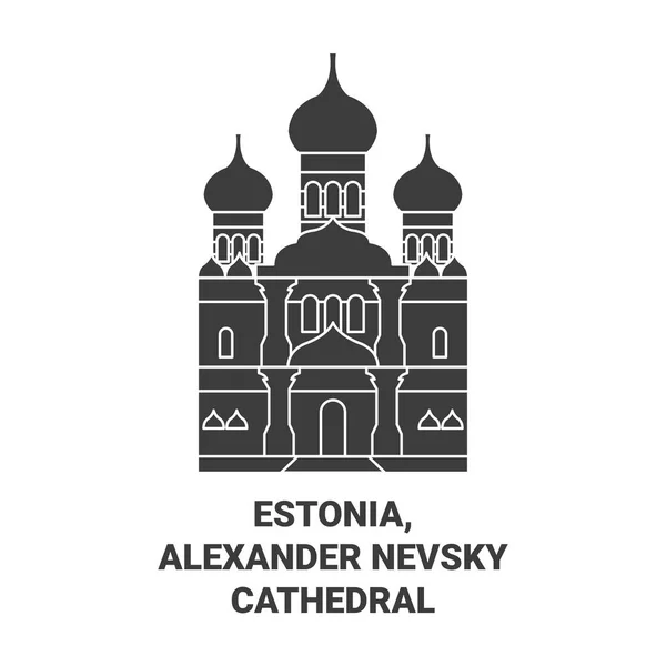 Estonya Alexander Nevsky Katedral Seyahat Çizgisi Vektör Illüstrasyonu — Stok Vektör