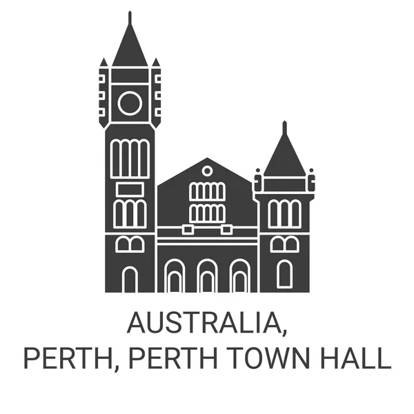Australien Perth Perth Town Hall Reise Meilenstein Linienvektorillustration — Stockvektor