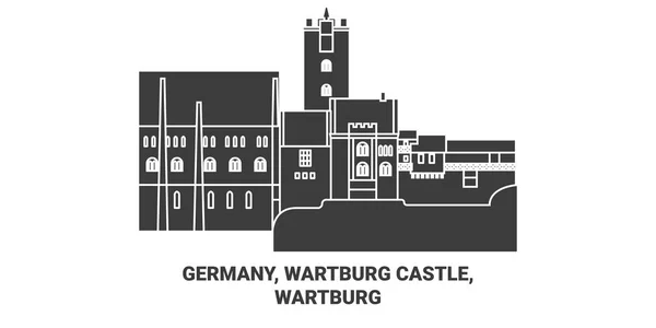 Germany Wartburg Castle Wartburg Travel Landmark Line Vector Illustration — Stock Vector
