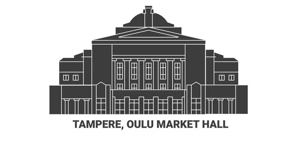 Финляндия Тампере Oulu Market Hall Векторная Иллюстрация — стоковый вектор