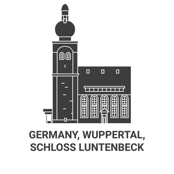 Germany Wuppertal Schloss Luntenbeck Travel Landmark Line Vector Illustration — 스톡 벡터