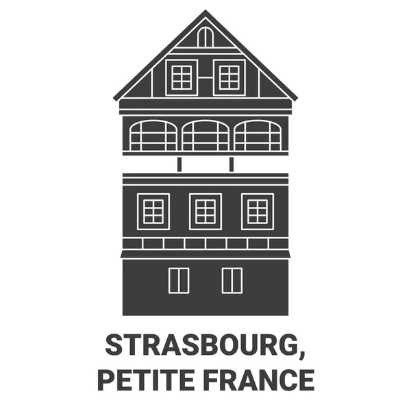 Francia Strasburgo Petite Travel Landmark Line Vector Illustration — Vettoriale Stock