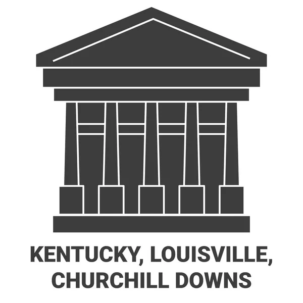 Estados Unidos Kentucky Louisville Churchill Downs Viagem Marco Linha Vetor —  Vetores de Stock