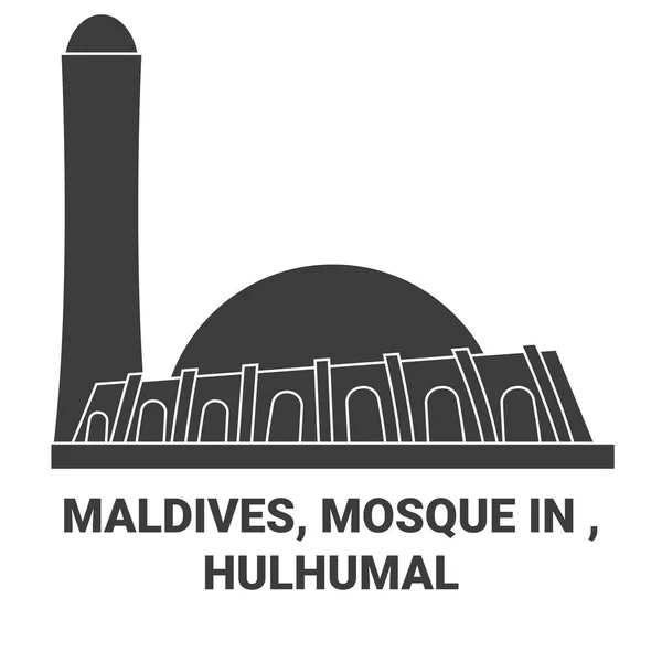 Maldivas Mezquita Hulhumal Viaje Hito Línea Vector Ilustración — Vector de stock