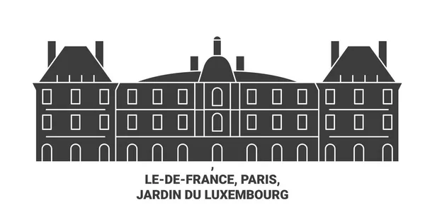 France Paris Jardin Luxembourg Illustration Vectorielle Ligne Voyage — Image vectorielle