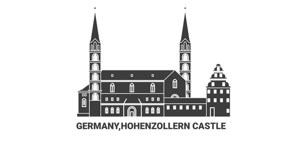 Allemagne Château Hohenzollern Illustration Vectorielle Ligne Repère Voyage — Image vectorielle
