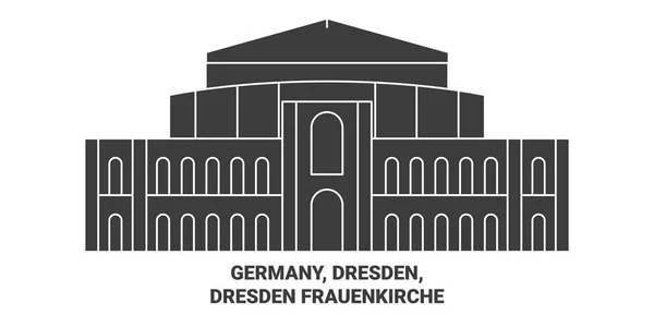 Németország Drezda Drezda Frauenkirche Utazás Mérföldkő Vonal Vektor Illusztráció — Stock Vector