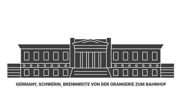 Deutschland Schwerin Brennweite Von Der Orangerie Zum Bahnhof — Stockvektor