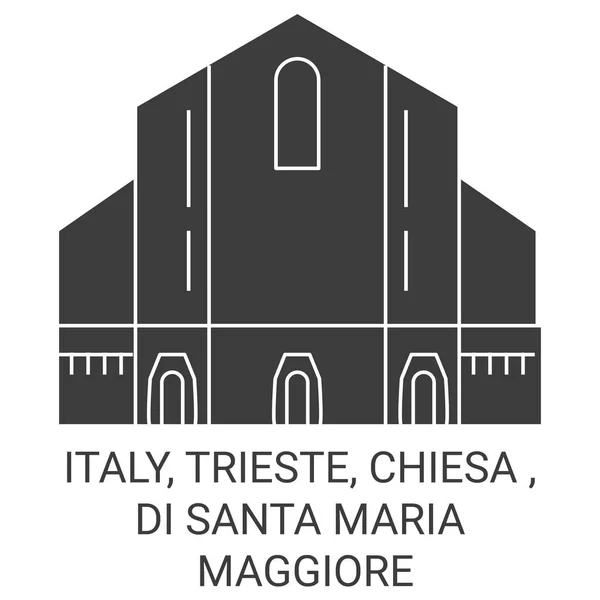 Italie Trieste Chiesa Santa Maria Maggiore Voyages Illustration Vectorielle Ligne — Image vectorielle
