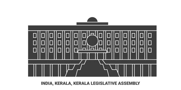 stock vector India, Kerala, Kerala Legislative Assembly travel landmark line vector illustration