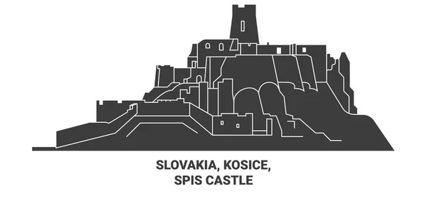 Slovensko Košice Spišský Hrad Cestovní Orientační Linie Vektorové Ilustrace — Stockový vektor