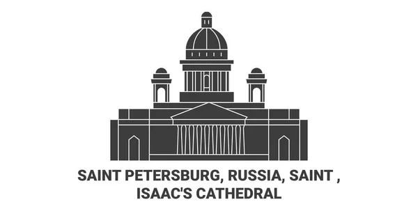 Rusya Saint Petersburg Saint Isaacs Katedrali Tarihi Eser Çizgisi Çizimi — Stok Vektör