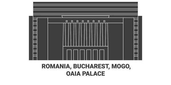 Romania Bucharest Mogo Oaia Palace Travel Landmark Line Vector Illustration — Stock Vector