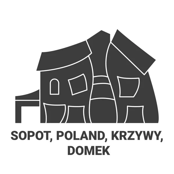 stock vector Poland, Sopot, Krzywy, Domek travel landmark line vector illustration