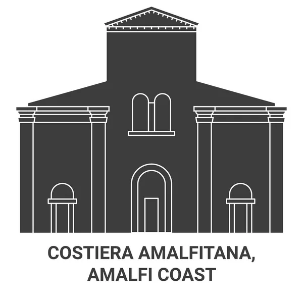 이탈리아 Costiera Amalfapana Amalfi Coast Travel Landmark Line Vector Illustration — 스톡 벡터