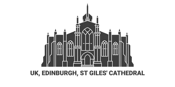 Inglaterra Edimburgo Catedral Giles Ilustração Vetor Linha Referência Viagem —  Vetores de Stock
