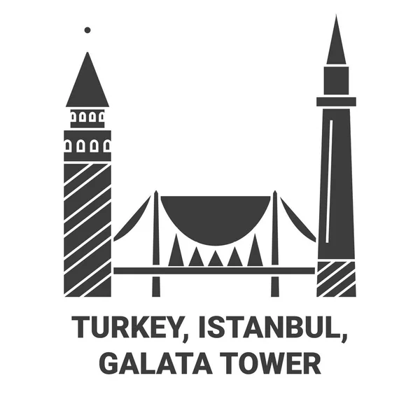 stock vector Turkey, Istanbul, Galata Tower travel landmark line vector illustration