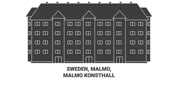 Suecia Malmo Malmo Konsthall Viaje Hito Línea Vector Ilustración — Vector de stock