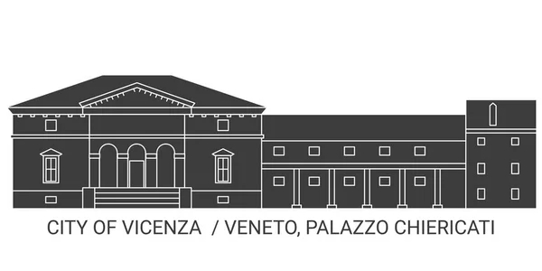 Italy Veneto Palazzo Chiericati Travel Landmark Line Vector Illustration — Stock Vector