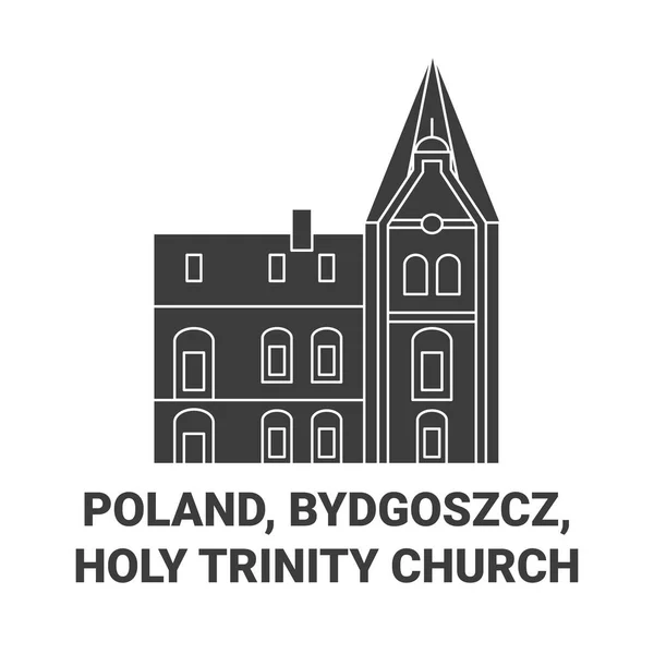 Pologne Bydgoszcz Illustration Vectorielle Ligne Voyage Église Holy Trinity — Image vectorielle