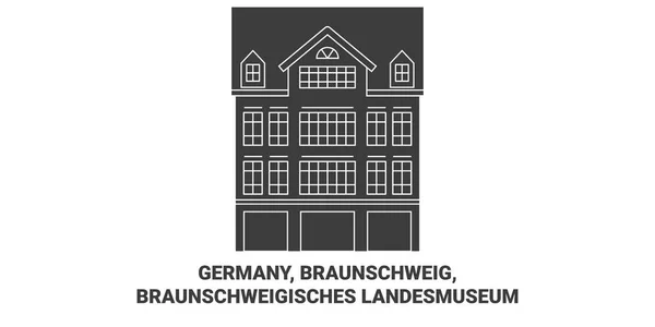 Tyskland Braunschweig Braunschweigisches Landesmuseum Resor Landmärke Linje Vektor Illustration — Stock vektor