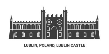 Polonya, Lublin, Lublin Şatosu, seyahat çizgisi vektör ilüstrasyonu