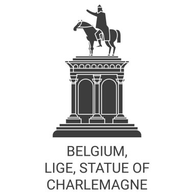 Belçika, Lige, Şarlman Heykeli seyahat çizgisi çizgisi çizimi