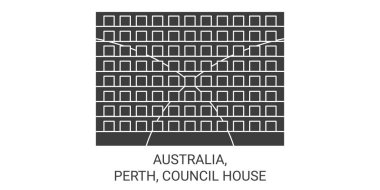 Avustralya, Perth, Council House seyahat çizgisi vektör çizelgesi çizimi
