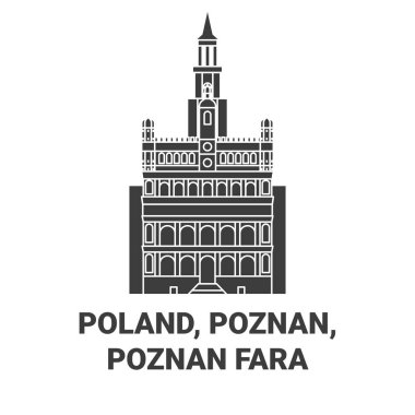Poland, Poznan, Poznan Fara travel landmark line vector illustration clipart