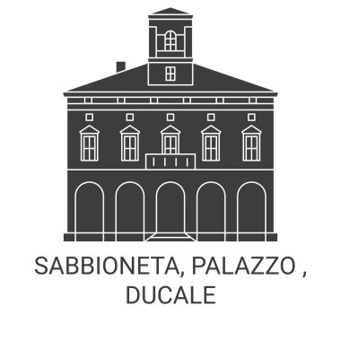 İtalya, Sabbioneta, Palazzo, Ducale seyahat çizgisi çizgisi çizimi