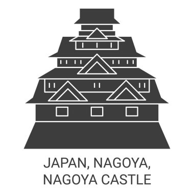 Japonya, Nagoya ve Nagoya Şatosu seyahat çizgisi vektör ilüstrasyonu