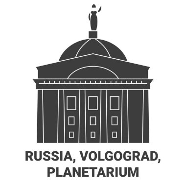Rusya, Volgograd, Planetaryum seyahat çizgisi vektör ilüstrasyonu