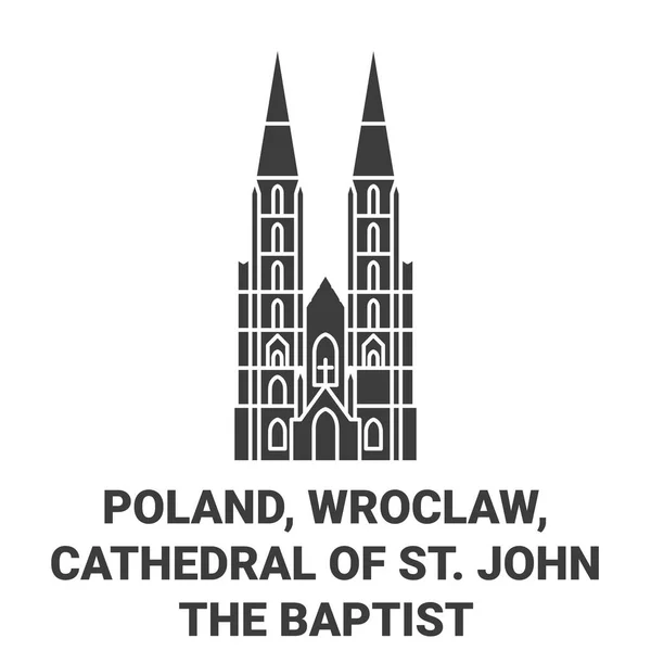 Pologne Wroclaw Cathédrale Saint Jean Baptiste Illustration Vectorielle Ligne Voyage — Image vectorielle