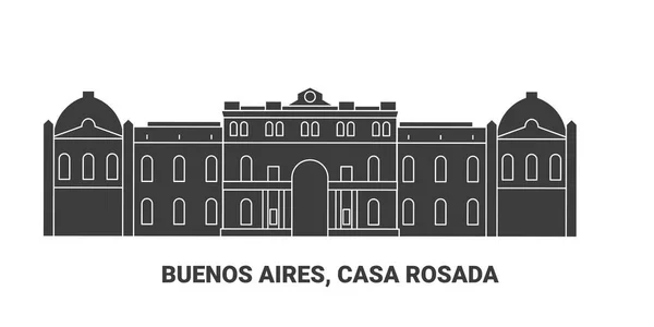 阿根廷 布宜诺斯艾利斯 Casa Rosada 旅行地标线矢量图解 — 图库矢量图片