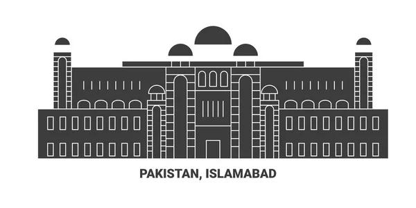 Pakistán Islamabad Viaje Hito Línea Vector Ilustración — Vector de stock