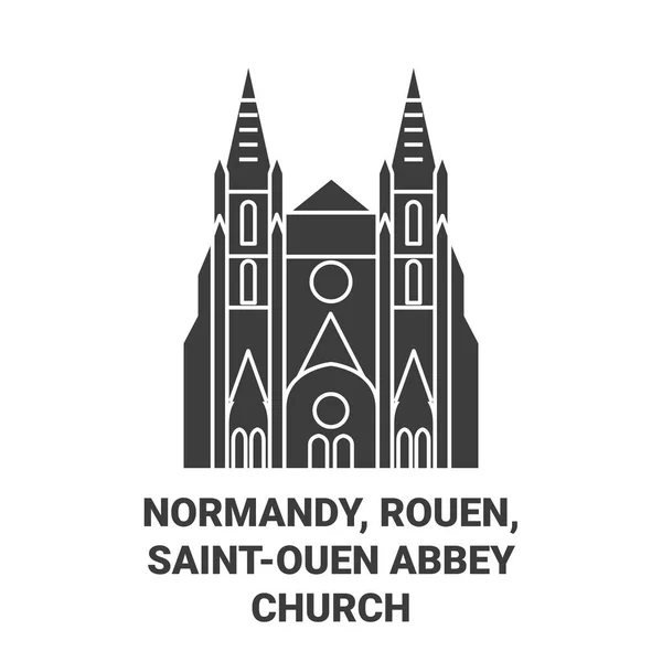 Γαλλία Νορμανδία Ρουέν Saintouen Abbey Εκκλησία Ταξίδια Ορόσημο Γραμμή Διανυσματική — Διανυσματικό Αρχείο